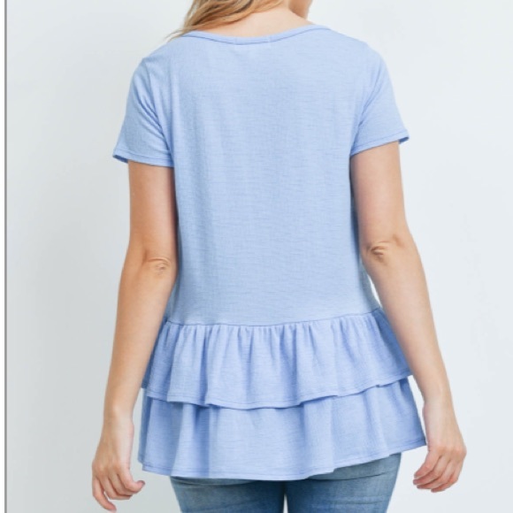 Short Sleeve Double Layer Ruffle Hem Top - Picture 9 of 10